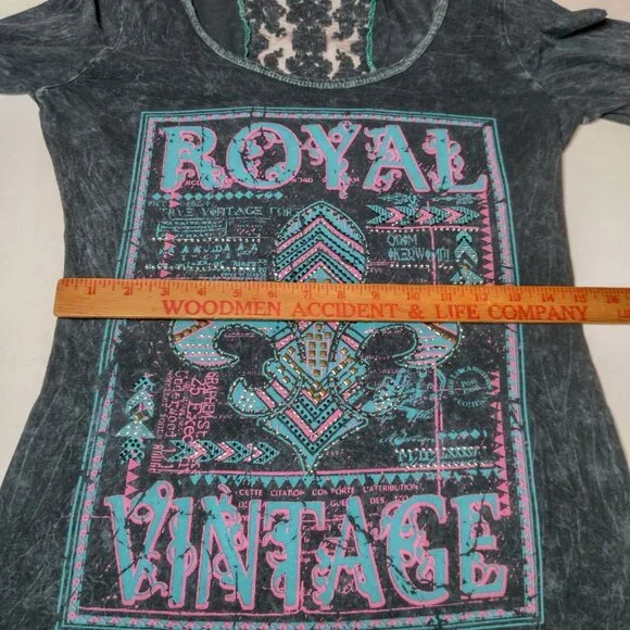 Vintage Y2K Buckle Daytrip Shirt Large Fleur Dis Lis Long Sleeve Lace Studded - Picture 7 of 16